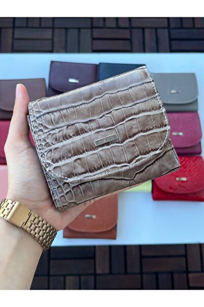 DERKON LUİSY MODEL PIELE VERABILĂ DETALAT CU FERMOAR PORTOFOL DE FEMEI CU MODEL CLUTCH BEIGE