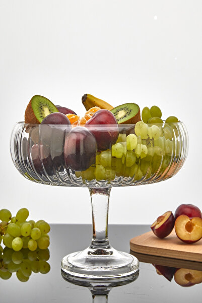 İLİVA Büyük Boy Ayaklı Cam Salata ve Meyve Kasesi