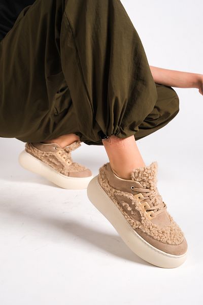 Moda Değirmeni Pantofi de damă Skin Suede cu talpă înaltă BG1172-101-0007