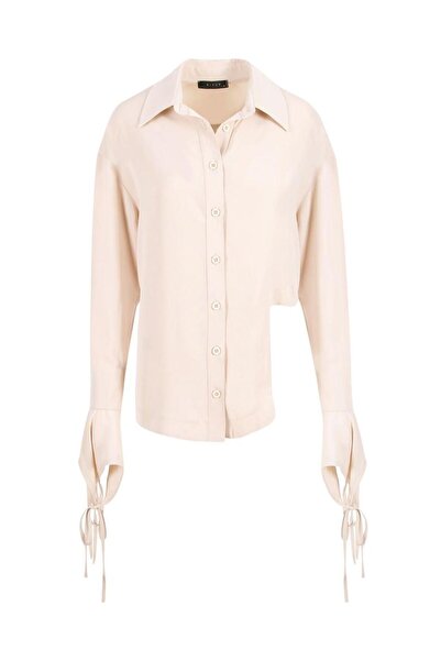 RİVUS Bağcık Detaylı Oversize Kesim Gömlek - Bej