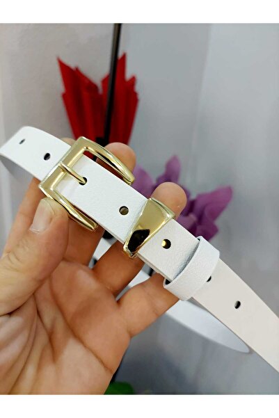 Kemerix Centura albă de damă cu cataramă pentru costum auriu