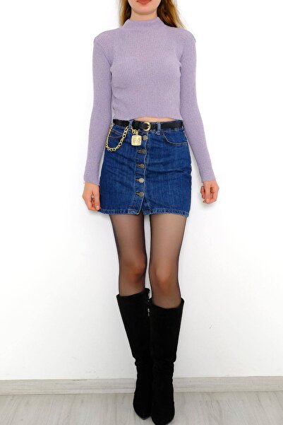 Bukond Πλεκτό μισό φορμάκι Fisherman λιλά