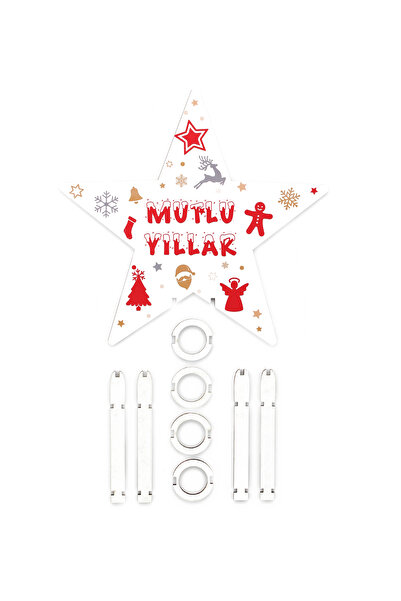 mutlu adım Steaua de Crăciun din lemn de 19 cm La mulți ani Mod.2