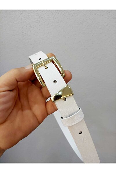 Kemerix Centura albă de damă cu cataramă pentru costum auriu