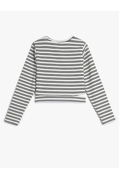 Koton Girl's Blouse Long Sleeve Crew Neck Window Detailed Camisole