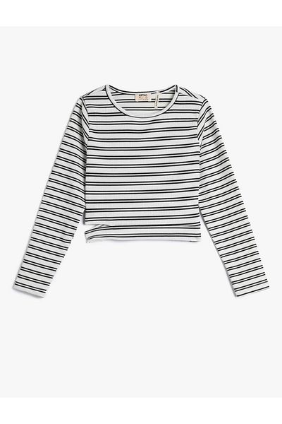 Koton Girl's Blouse Long Sleeve Crew Neck Window Detailed Camisole