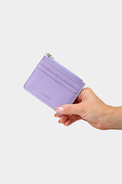 Grande 3603 Hakiki Deri Bozuk Para Hazneli Fermuarlı Kadın Erkek Cüzdan Kartlık Leylak