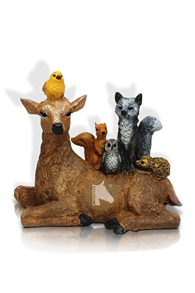 Dekoromi Dekoratif Geyik ve Arkadaşları Biblo (15x13cm)