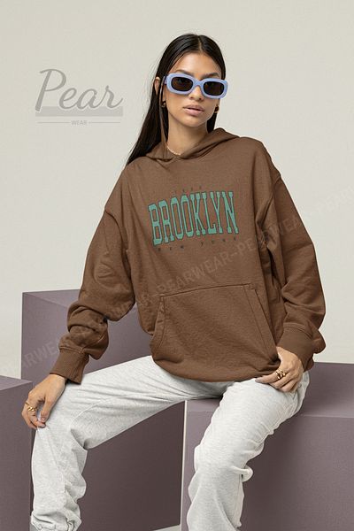 Pear Wear Γυναικεία φούτερ με κουκούλα με κουκούλα με 3 νήματα με στάμπα Brooklyn