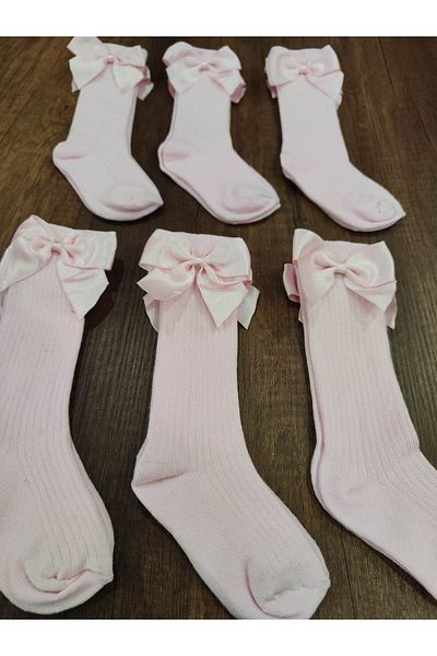 Leement socks 6 чифта памучни чорапи с маншети с панделка за момичета