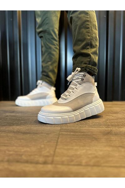 Joy Man J104 Lace-Up Orthopedic Sole Water and Cold Resistant Daily Winter Men's Sports Boots BT White