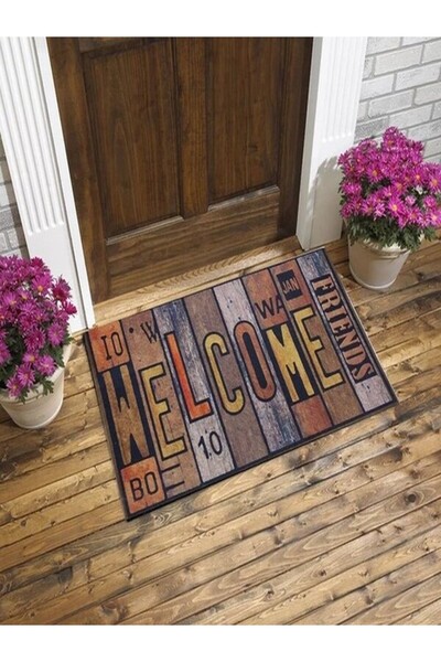 Ehil Halı Frıends Welcom Yazılı Kauçuk İç Ve Dış Kapı Önü Paspası 45x70