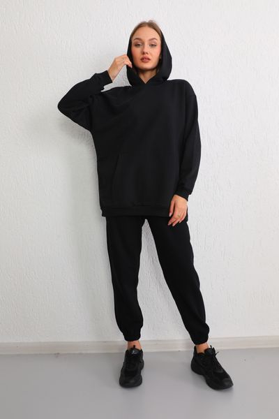 Stylish Womens Two Piece Sweatshirt And Baggy Black Sweatpants