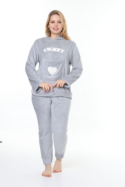 mervemoda Γυναικεία φόρμα δύο τεμαχίων σε γκρι χρώμα απαλό μαλακό υψηλής ποιότητας.
