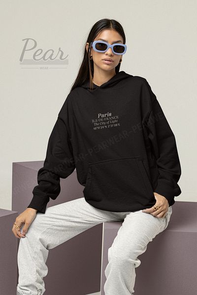 Pear Wear Γυναικεία φούτερ με κουκούλα με κουκούλα με 3 νήματα με στάμπα Paris