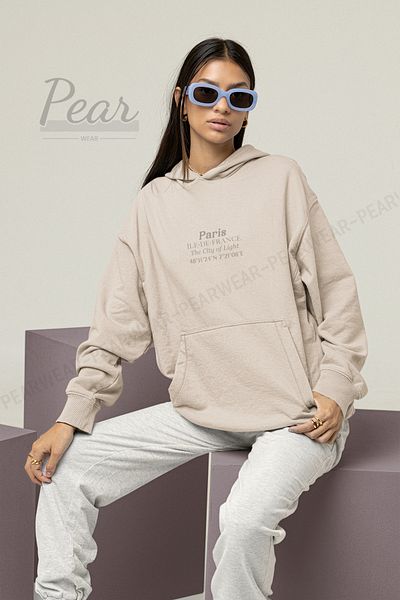 Pear Wear Γυναικείο φούτερ με κουκούλα με κουκούλα με στάμπα Paris 3 κλωστών