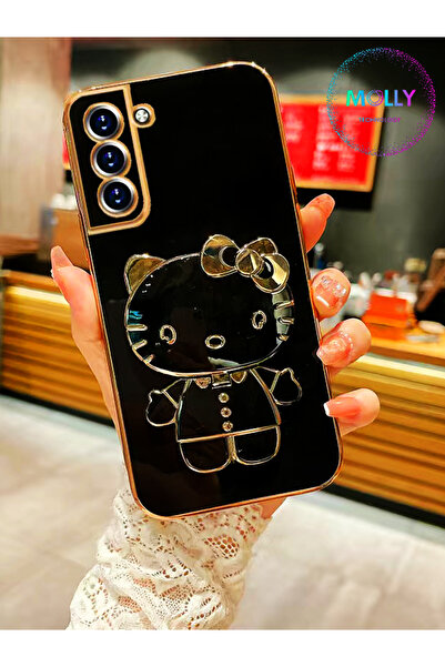 Molly Technology Samsung Galaxy S21 FE İçin Siyah Hello Kitty Standlı Kenarla...