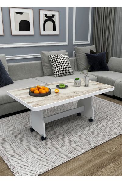 İnci TEKERLEKLİ ORTA SEHPA-TEKERLEKLİ MASA-MDF