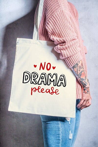Eylül Design No Drama Please Written Fun Themed Printed Organic a Quality Raw...