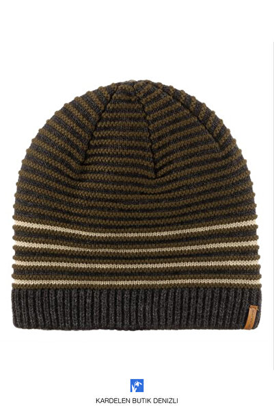 Kardelen Butik Denizli قبعة صوفية حرارية مخططة ومبطنة بالثلج للنساء والرجال