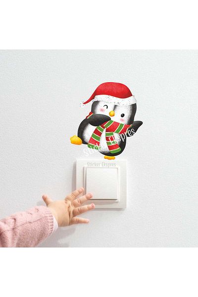 Sticker Ekspres Autocolant cu priză de Anul Nou Pinguin K20 drăguț