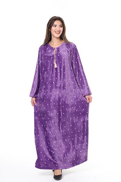 mervemoda Women's Purple plus size velvet dress