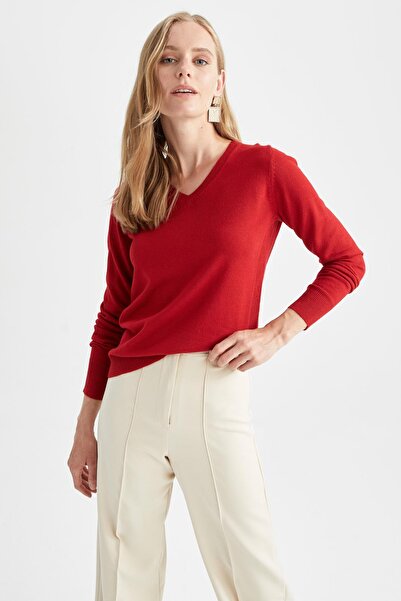 DeFacto Egyszerű V-nyakú, extra puha textúrájú pulóver