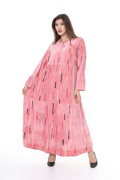 mervemoda فستان نسائي مخملي بطول كامل مقاس كبير من Dried Rose