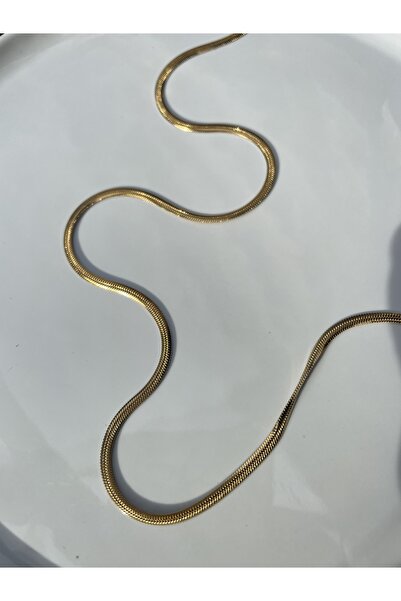 Lavian Accessories Çelik Kararmaz İtalyan Yassı Gold Renk Zincir