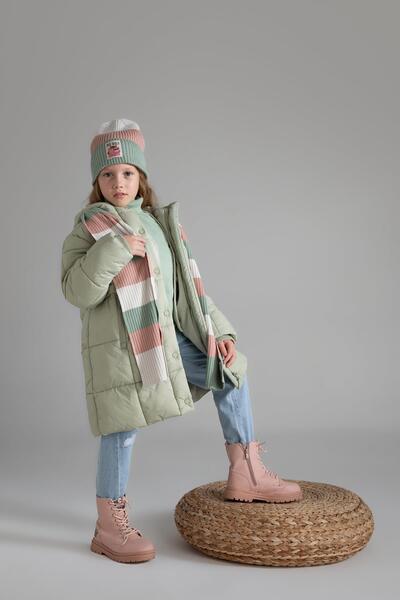 DeFacto Dívčí fleece podšitý dlouhý kabát s kapucí X6512a622au