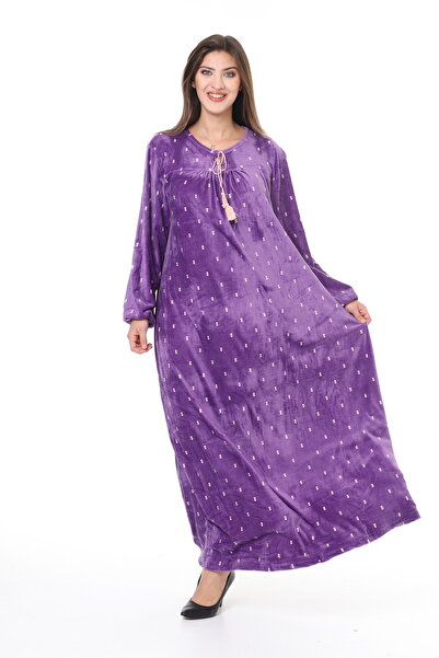 mervemoda Women's Purple plus size velvet dress