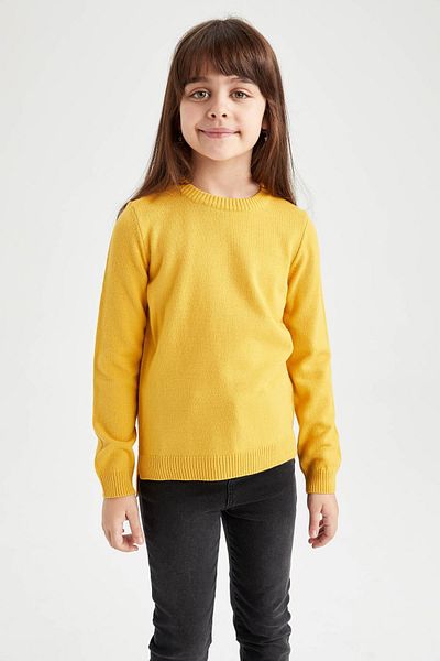 DeFacto Girl's Regular Fit Crew Neck Sweater