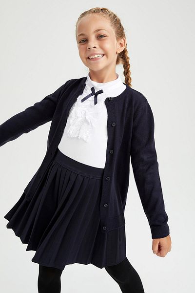 DeFacto Mädchen-Strickjacke „Back to School“ mit Rundhalsausschnitt