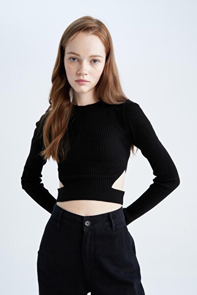 DeFacto Coool Bel Dekolteli Slim Fit Crop Kazak