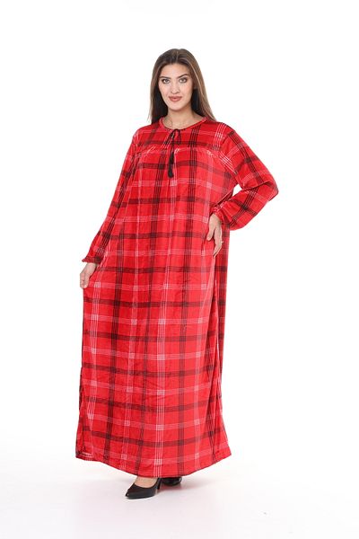 mervemoda Rochie de damă, roșie, de catifea mărime mare