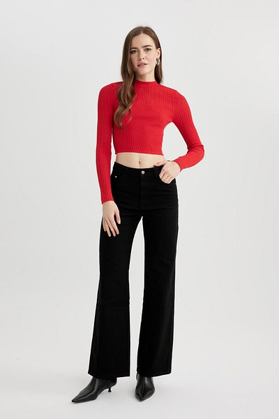 DeFacto Crop Half Turtleneck Red Knitwear Sweater B2491Ax23Wn