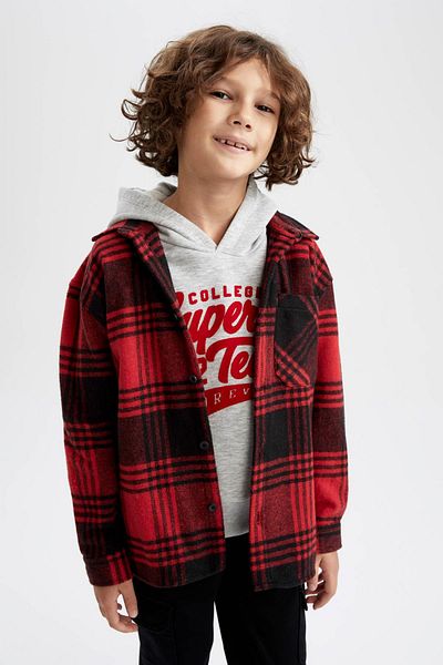 DeFacto Boy's Oversize Fit Flannel Long Sleeve Shirt