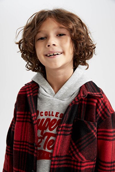 DeFacto Boy's Oversize Fit Flannel Long Sleeve Shirt
