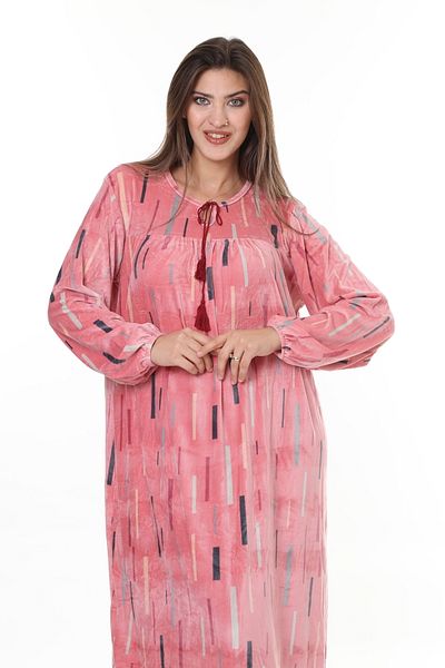mervemoda فستان نسائي مخملي مقاس كبير من Dried Rose