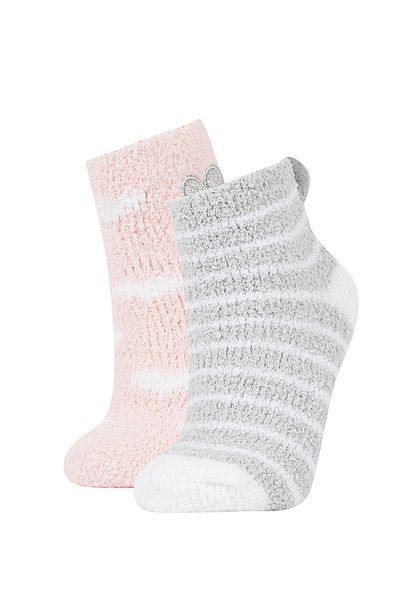 DeFacto Women's Embroidery 2-Piece Home Socks