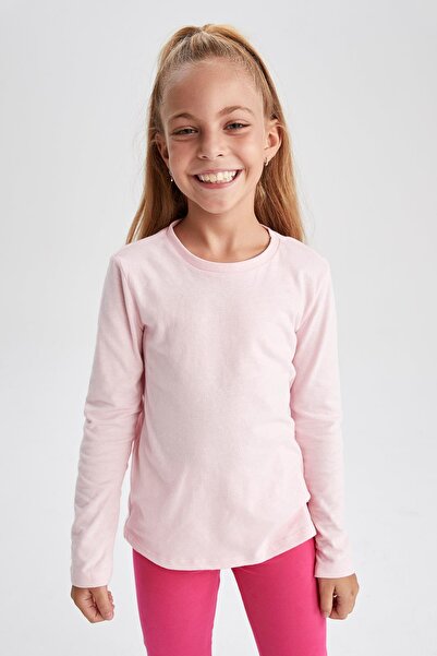 DeFacto Μακρυμάνικο σχολικό μπλουζάκι για κορίτσια με λαιμόκοψη U6810a622au