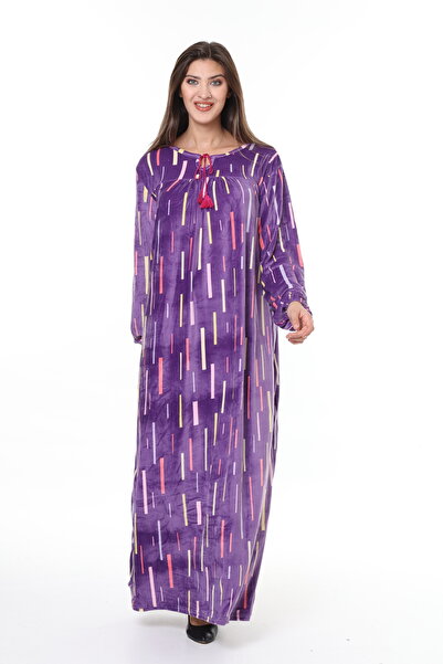 mervemoda Women's Purple plus size velvet dress