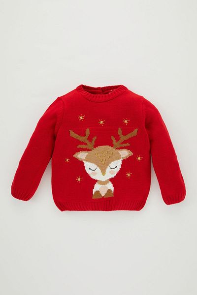 DeFacto Baby Girl Christmas Themed Crew Neck Sweater A4091A523Wn