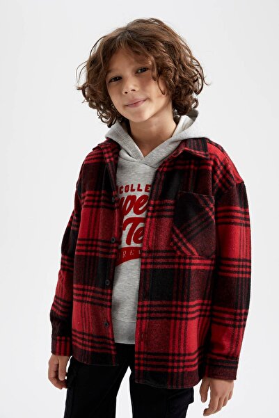 DeFacto Boy's Oversize Fit Flannel Long Sleeve Shirt
