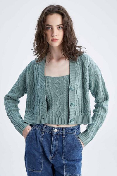 DeFacto Regular Fit V-Neck Cardigan S8320az22au