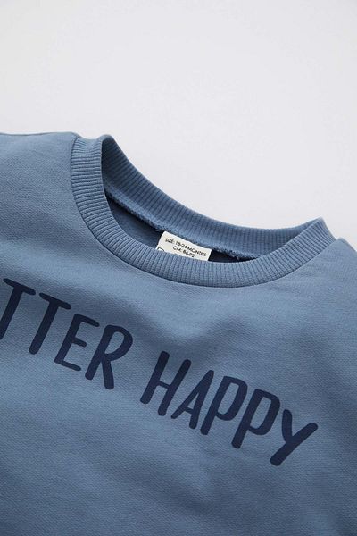 DeFacto Baby Boy Printed Crew Neck Soft Fuzzy Sweatshirt
