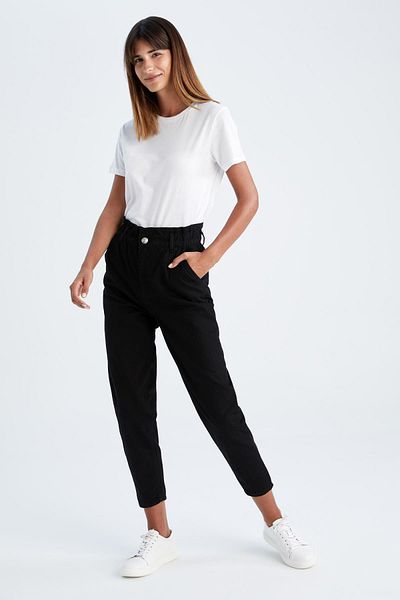 DeFacto Paperbag High Waist Woven 100% Cotton Trousers