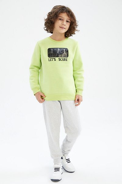 DeFacto Boy's Crew Neck Halloween Themed Sweatshirt