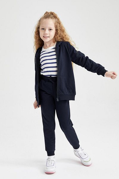 DeFacto Girl's Navy Blue Hooded School Cardigan