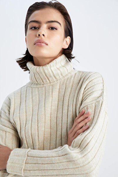 DeFacto Pulover crop extra moale, cu gât supradimensionat